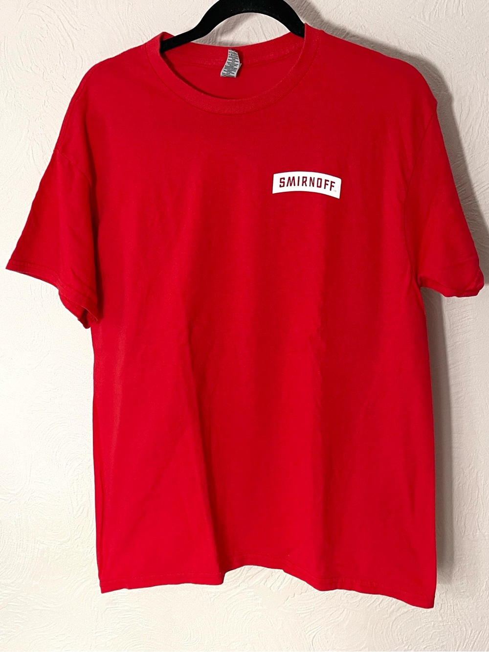 Gildan Red Crewneck T-Shirt with White Smirnoff Chest Logo